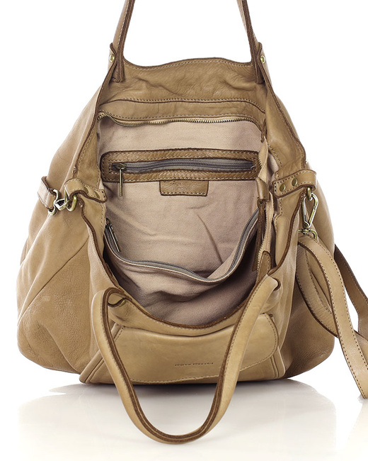 Torebka shopper skórzana A4 na ramię – beżowy taupe MARCO MAZZINI
