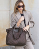 Torba damska pleciona shopper & shoulder leather bag - MARCO MAZZINI brąz caffe
