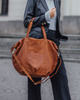 Torba damska skórzana shopper z kieszeniami - It bag MARCO MAZZINI brąz camel