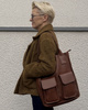 Torebka skórzany shopper bag z kieszeniami - MARCO MAZZINI czekoladowy brąz