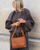 Torebka skórzana listonoszka damska messenger bag - MARCO MAZZINI brąz koniak