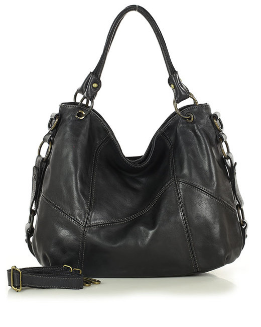 MARCO MAZZINI Miejska torebka skórzana na ramię city sholder handmade bag czarny
