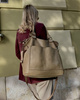 Torebka skórzana XL shopper vintage bag z kieszeniami vera pelle - MARCO MAZZINI beż taupe