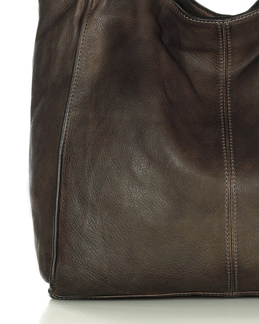 MARCO MAZZINI Torebka miejski shopper bag skóra naturalna handmade ciemny brąz caffe
