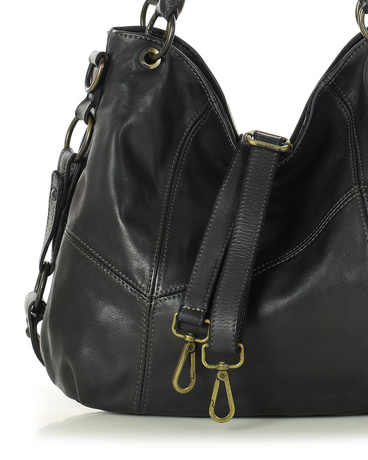 MARCO MAZZINI Miejska torebka skórzana na ramię city sholder handmade bag czarny