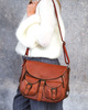 MARCO MAZZINI Skórzana torebka listonoszka z kieszeniami safari handmade bag camel