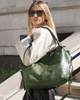 Torba skórzana wysokogatunkowa na ramię styl miejski shoulder leather bag - MARCO MAZZINI zielona