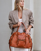Torba biznesowa bowling retro bag skórzana - MARCO MAZZINI brąz camel