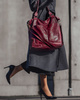 Torebka skórzana XL shopper vintage bag z kieszeniami vera pelle - MARCO MAZZINI burgund