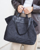 Torba damska pleciona shopper & shoulder leather bag - MARCO MAZZINI czarna