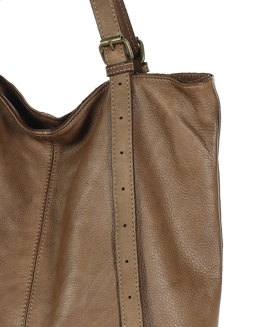 Torebka damska shopper z regulacją rączek skóra old pelle - MARCO MAZZINI beż taupe