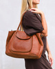 Torebka shopper skórzana A4 na ramię – brąz camel MARCO MAZZINI