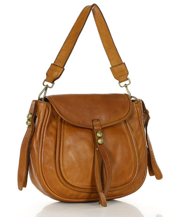 Marco Mazzini Torebka classic saddle bag ze skóry naturalnej na ramie brąz camel